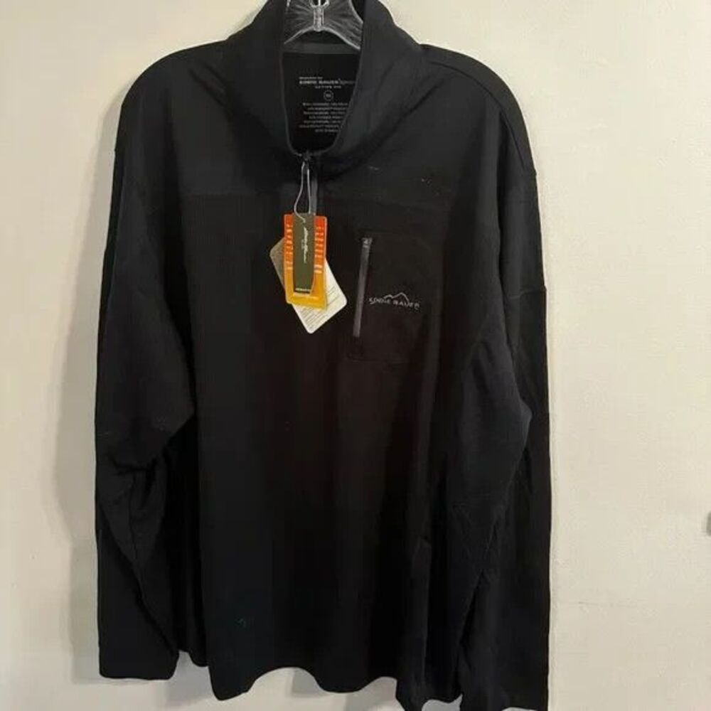 NWT Eddie Bauer Breathable Mesh 1/4 Zip Shirt in Black - Size XXL - Picture 2 of 13